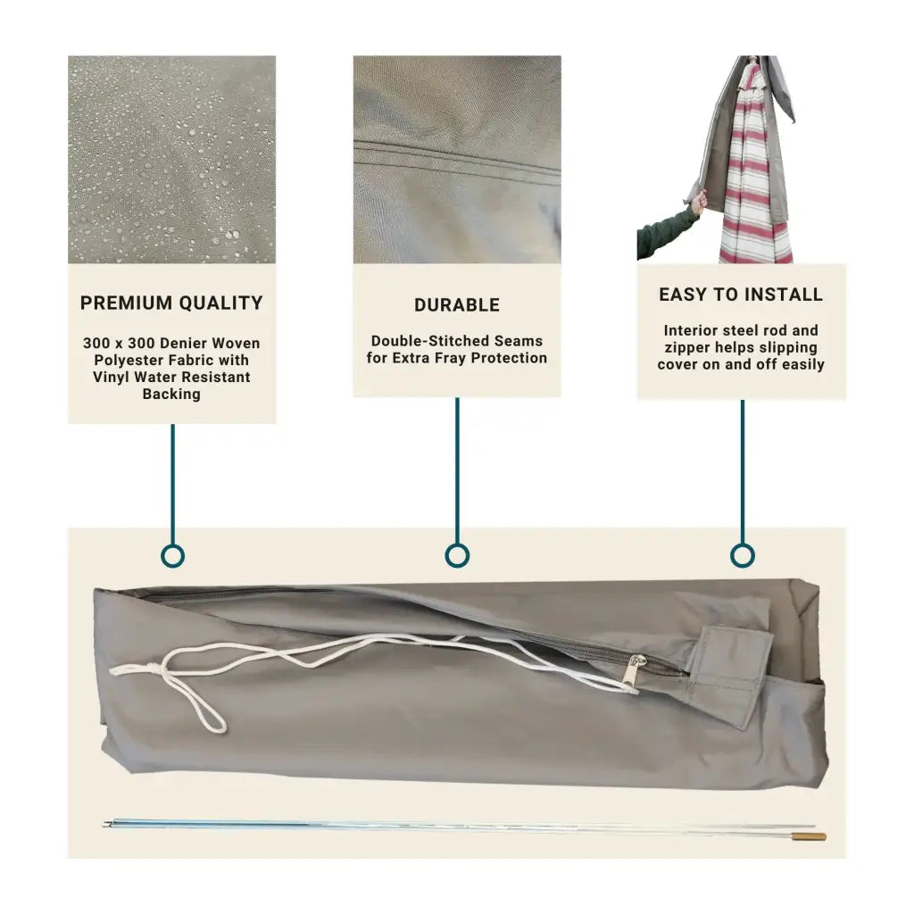 Patio Umbrella Cover Fits 7FT to 11FT Umbrellas Classic Taupe.