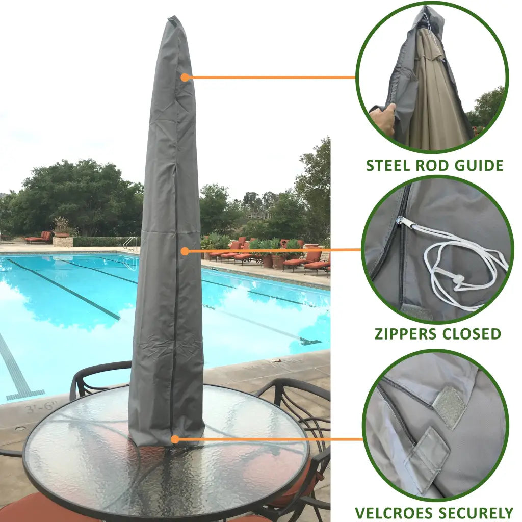 Patio Umbrella Cover Fits 7FT to 11FT Umbrellas Reserve Grey.