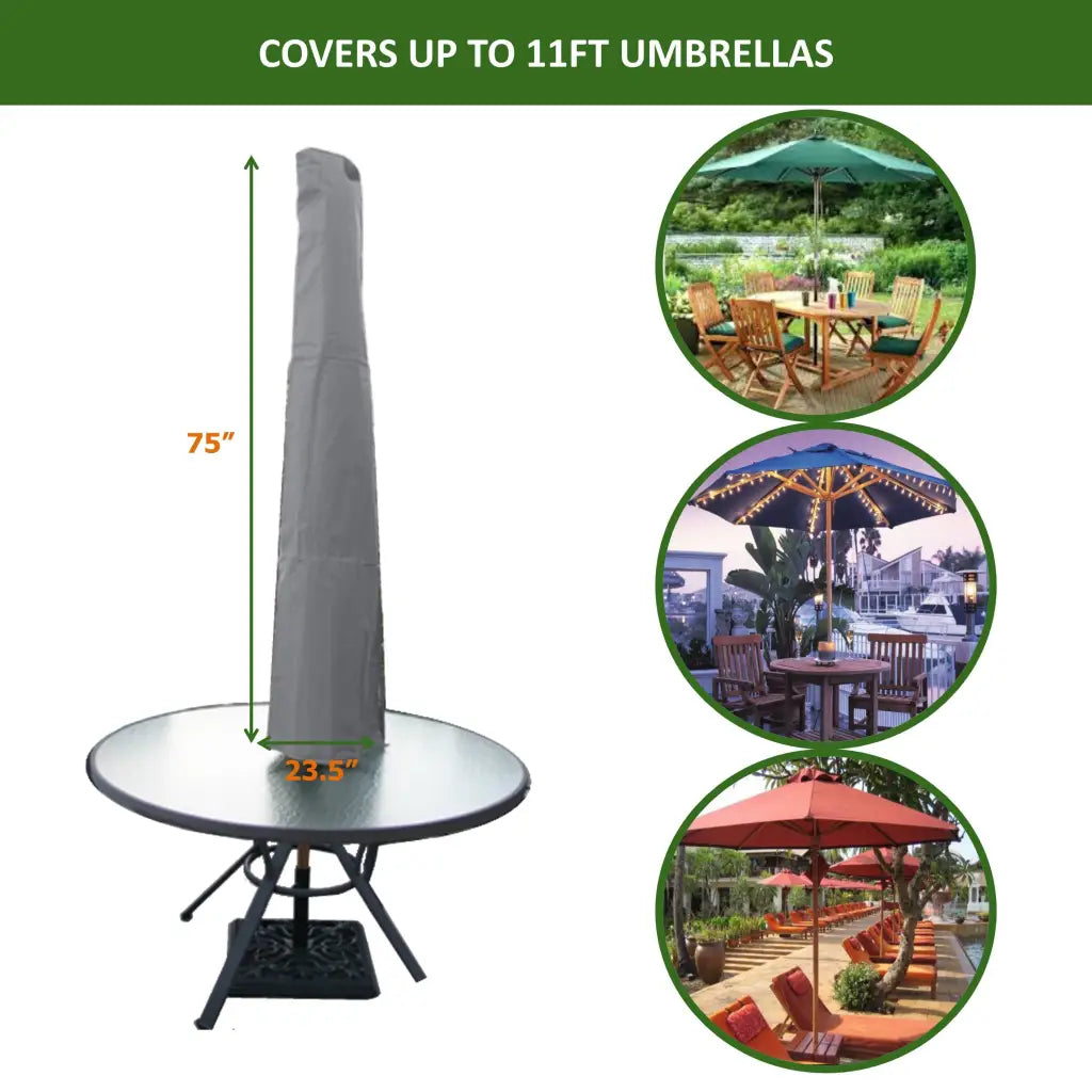 Patio Umbrella Cover Fits 7FT to 11FT Umbrellas Reserve Grey.