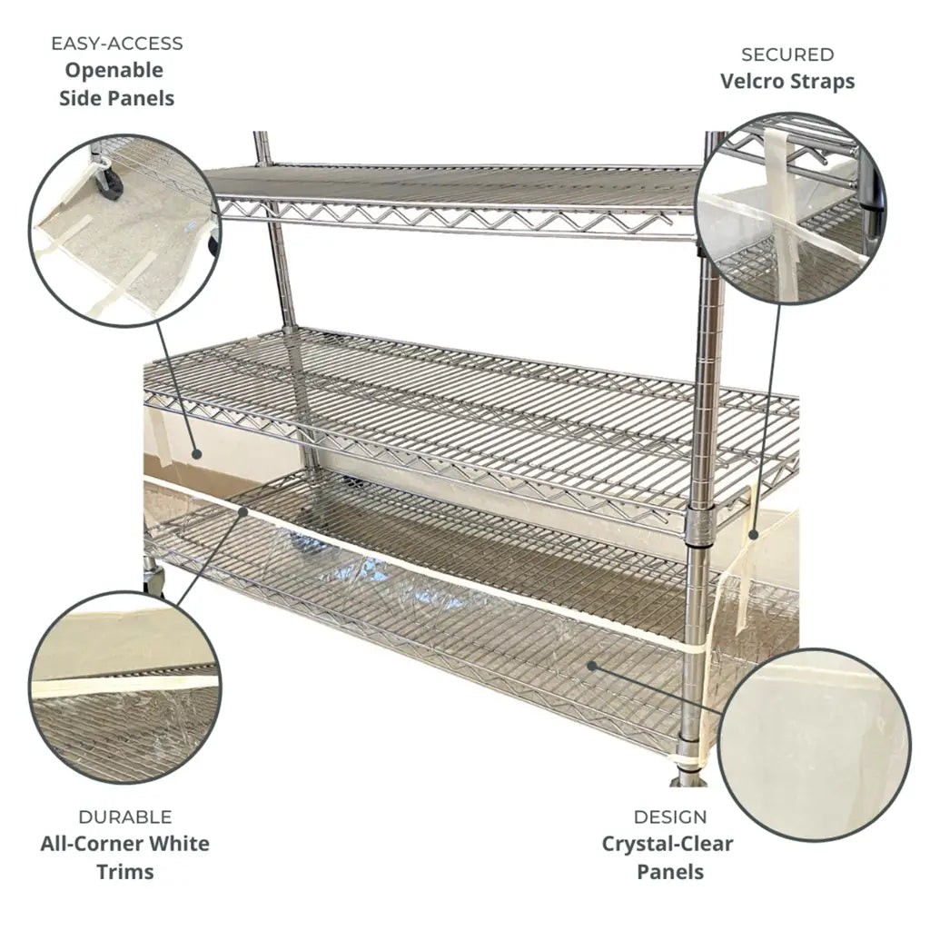 Storage Shelving Bottom Cover, 72"W x 24"D x 6"H, All Clear PVC Panels (Bottom Part ONLY)