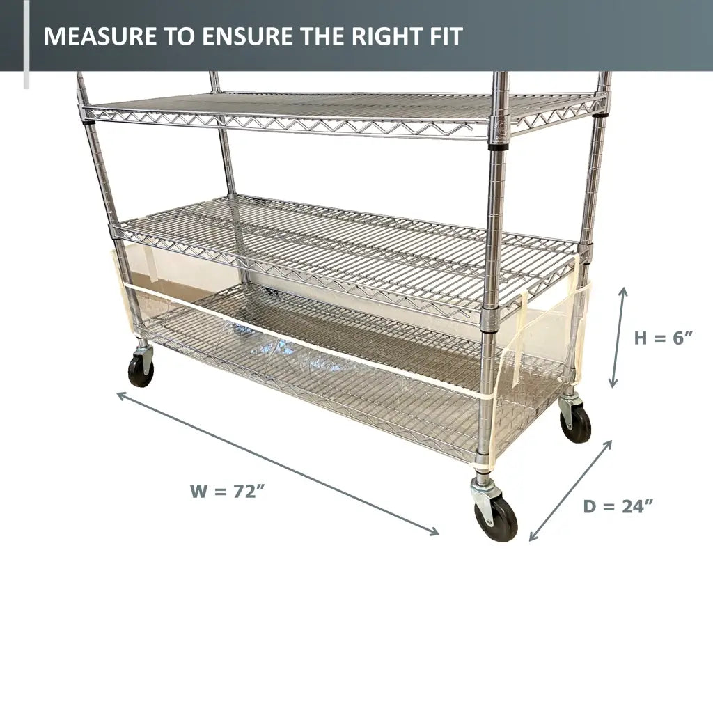 Storage Shelving Bottom Cover, 72"W x 24"D x 6"H, All Clear PVC Panels (Bottom Part ONLY)