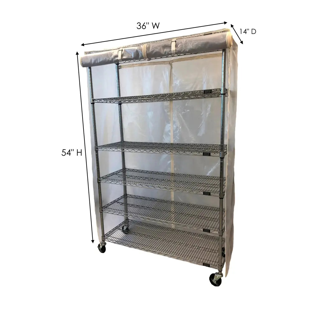 Storage Shelving Unit Cover, fits racks 36"W x 14"D x 54"H all see through mesh PVC.