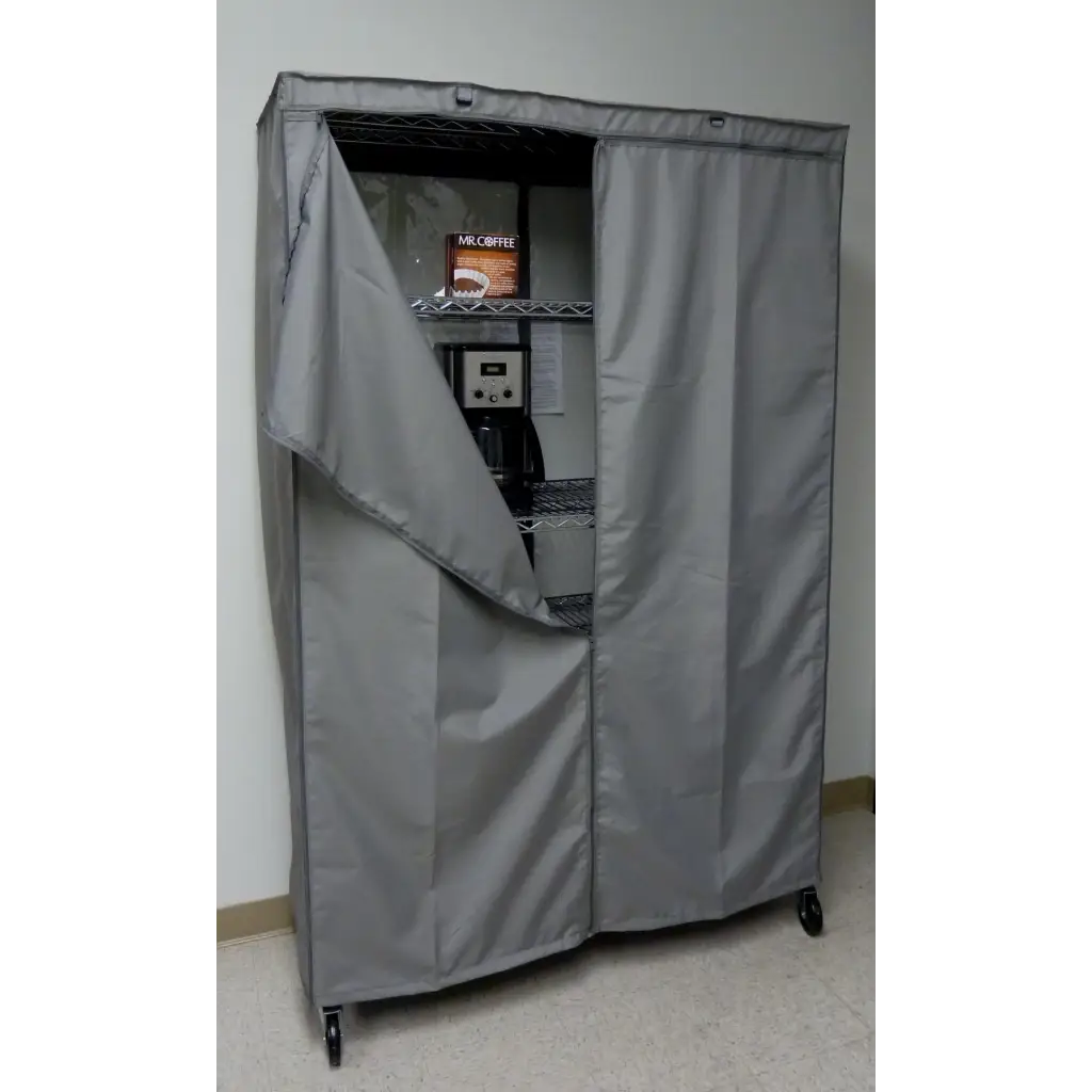 Storage Shelving Unit Cover, fits racks 36"W x 20"D x 60"H in Grey.
