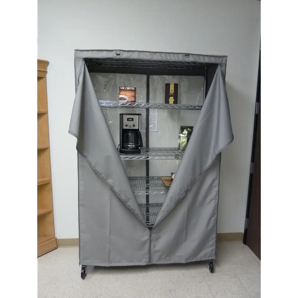 Storage Shelving Unit Cover, fits racks 36"W x 20"D x 60"H in Grey.