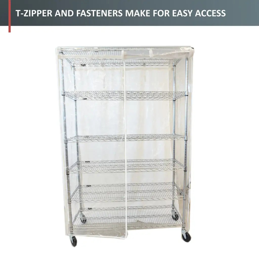 Storage Shelving Unit Cover, fits racks 48" W x 24" D x 72 H All Clear See Through PVC