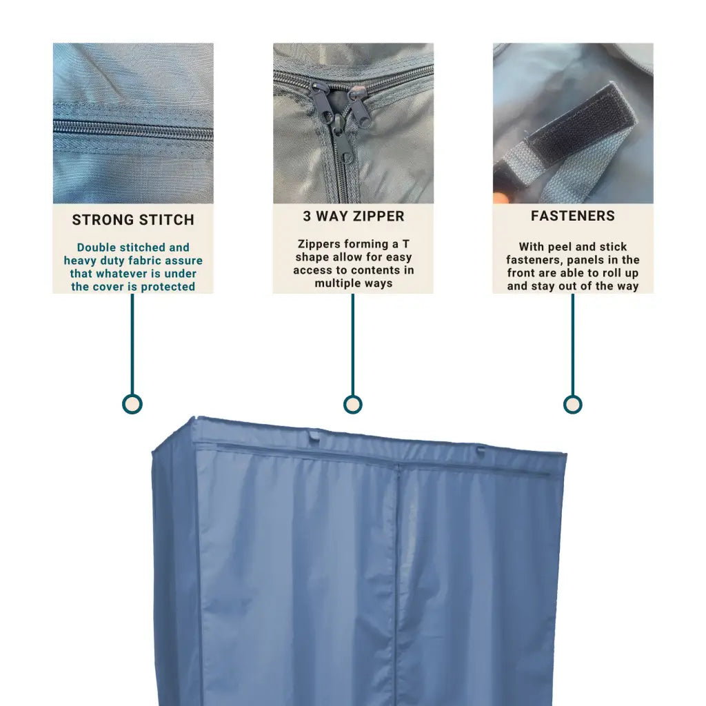 Storage Shelving Unit Cover, fits racks 48"W x 24"D x 72"H in Dusty Blue.
