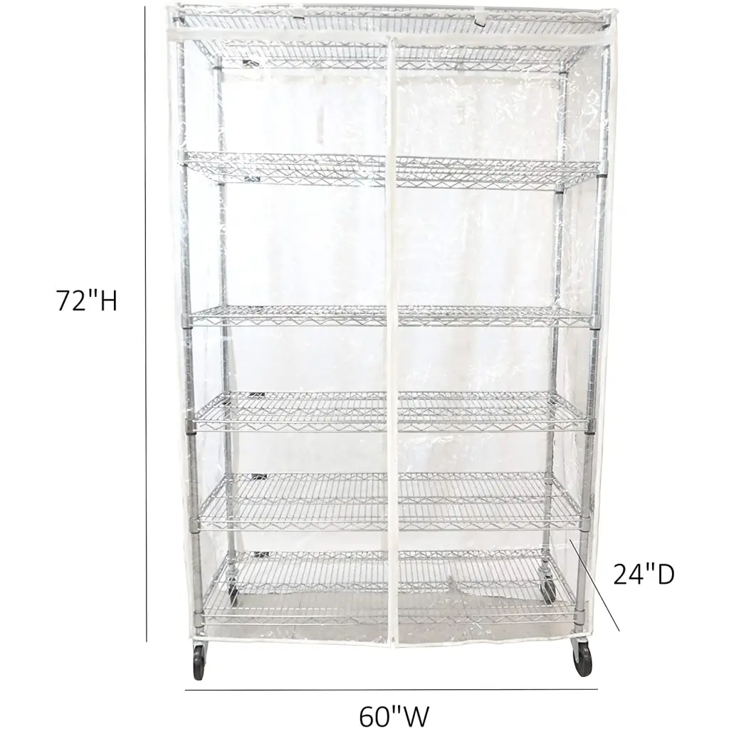 Storage Shelving Unit Cover, fits racks 60" W x 24 D x 72 H All Clear PVC.