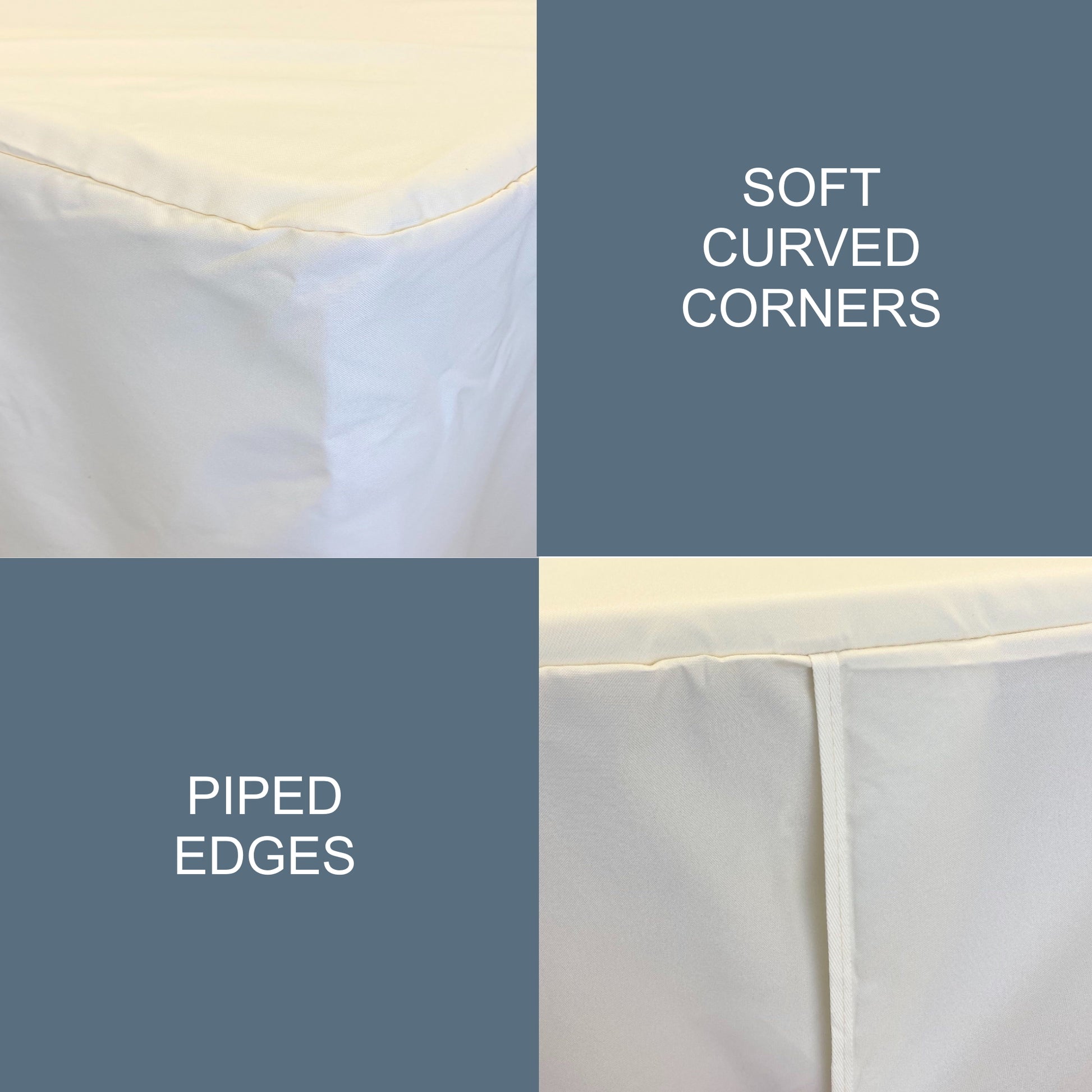 Premium Fitted Tablecloth for Rectangular Tables - Wedding/Banquet/Trade Show - Polyester Cloth Fabric Cover - Off White