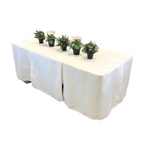 Premium Fitted Tablecloth for Rectangular Tables - Wedding/Banquet/Trade Show - Polyester Cloth Fabric Cover - Off White