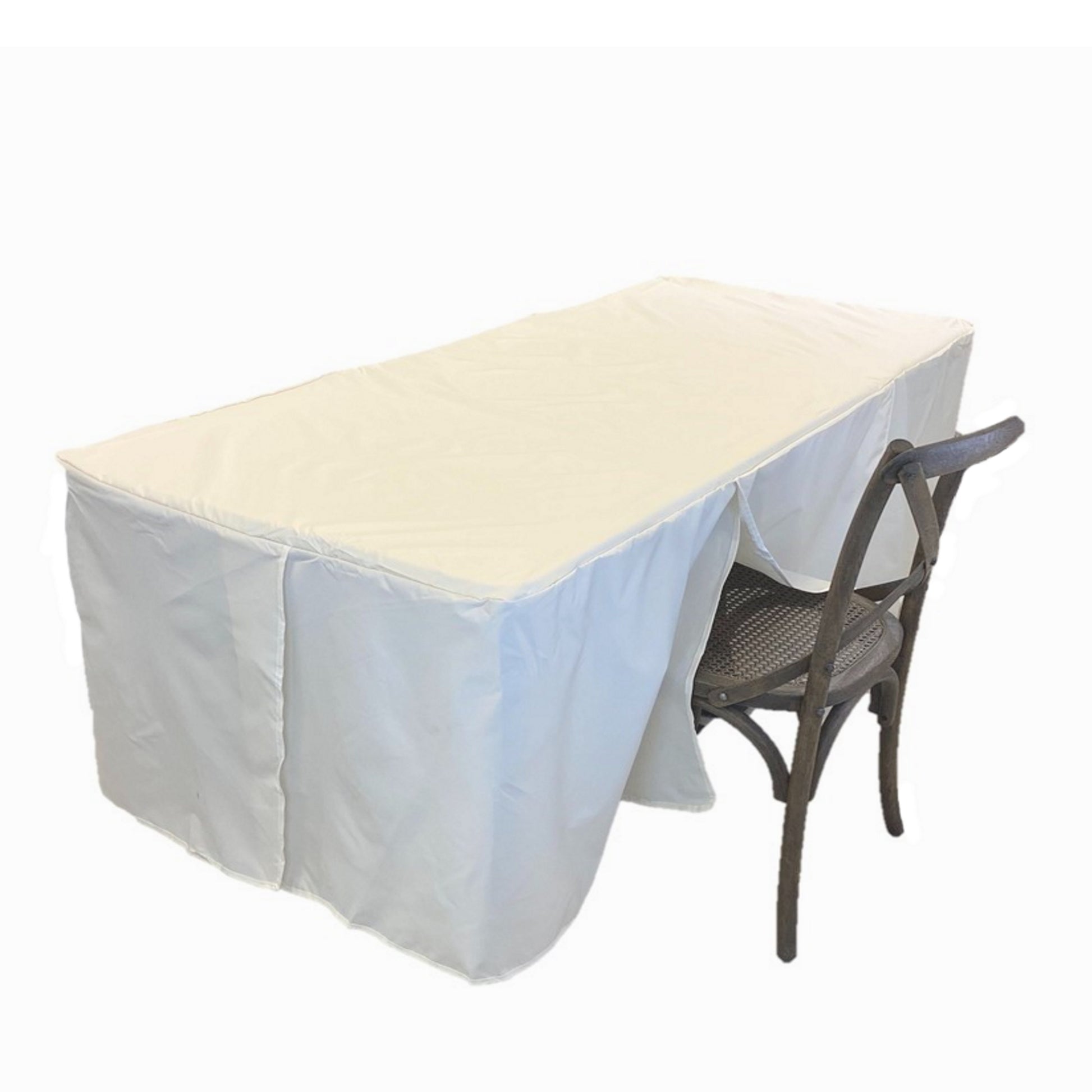 Premium Fitted Tablecloth for Rectangular Tables - Wedding/Banquet/Trade Show - Polyester Cloth Fabric Cover - Off White