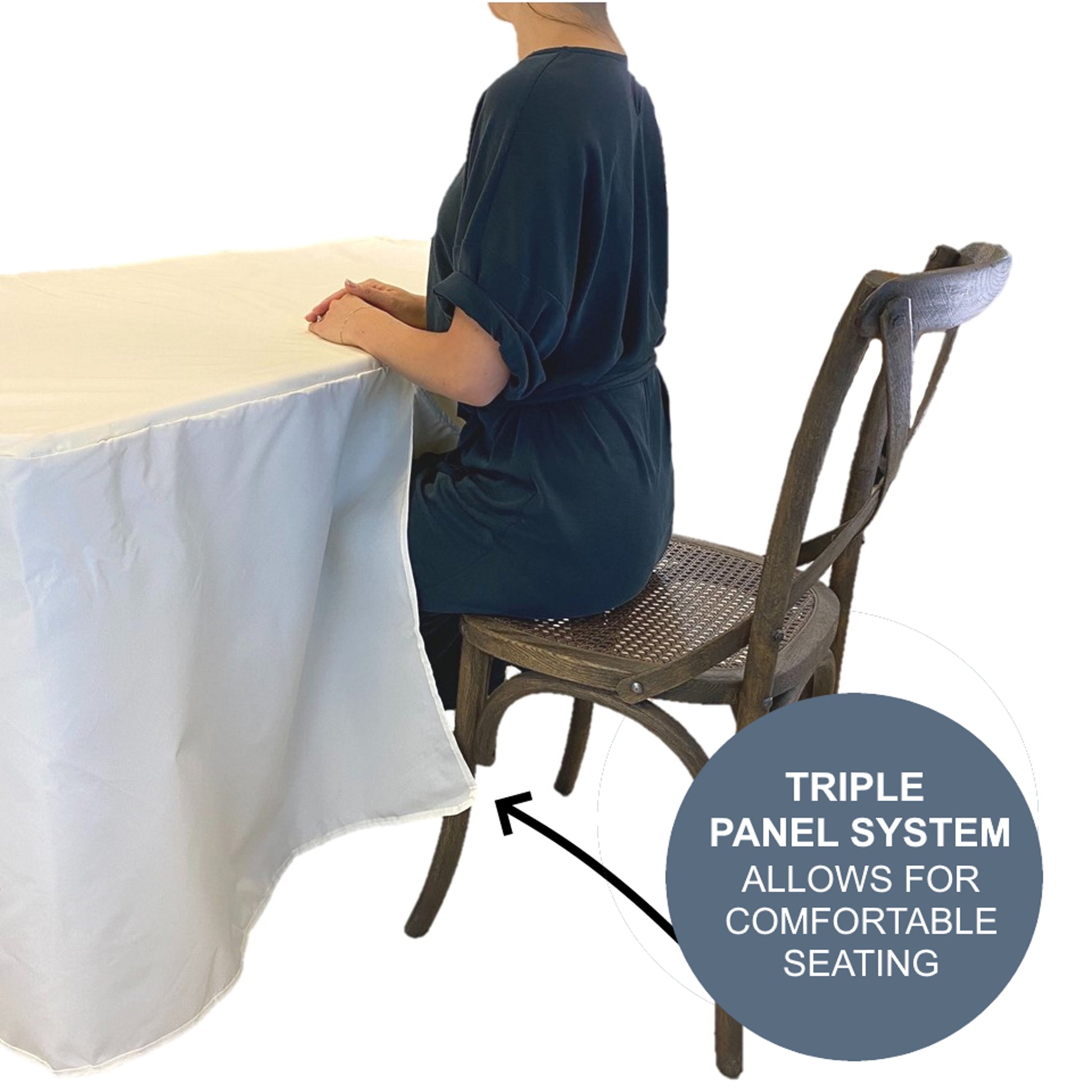 Premium Fitted Tablecloth for Rectangular Tables - Wedding/Banquet/Trade Show - Polyester Cloth Fabric Cover - Off White