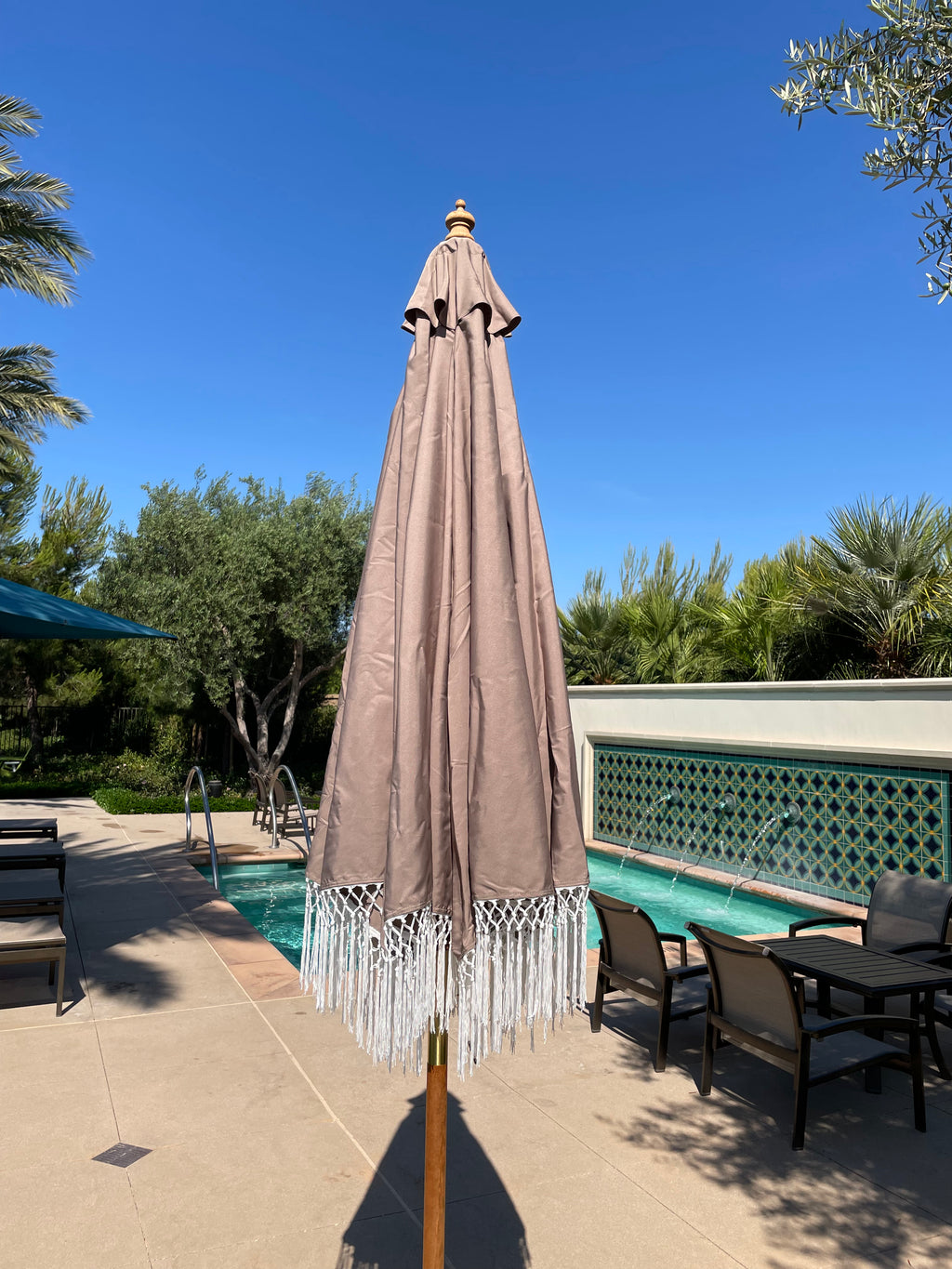 9ft 6 Ribs Replacement Umbrella Canopy w/ Tassels in Red (Canopy Only)