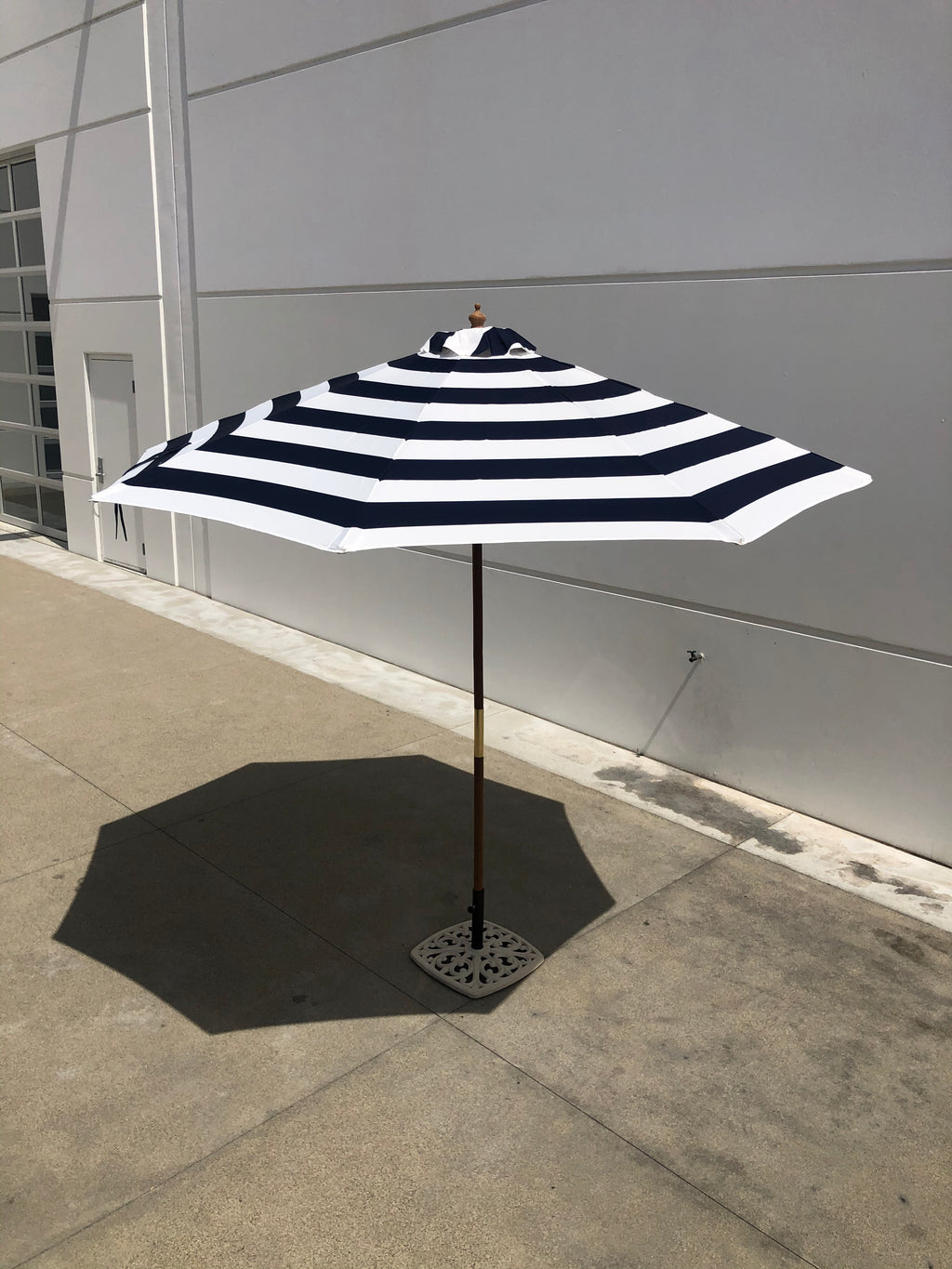 9ft Market Patio Umbrella 8 Rib Replacement Canopy Navy Blue Cabana Stripe