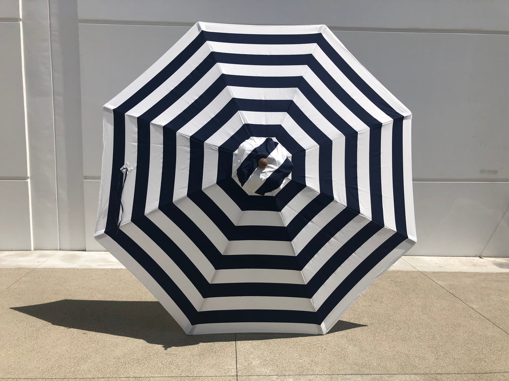 9ft Market Patio Umbrella 8 Rib Replacement Canopy Navy Blue Cabana Stripe