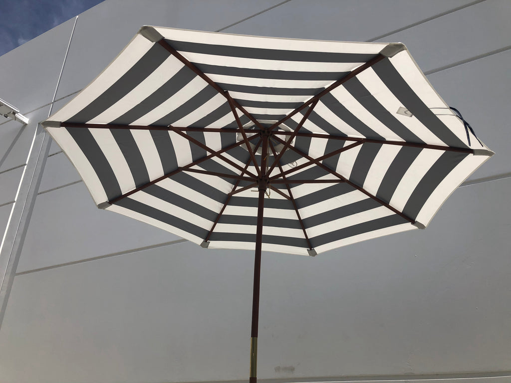 9ft Market Patio Umbrella 8 Rib Replacement Canopy Navy Blue Cabana Stripe