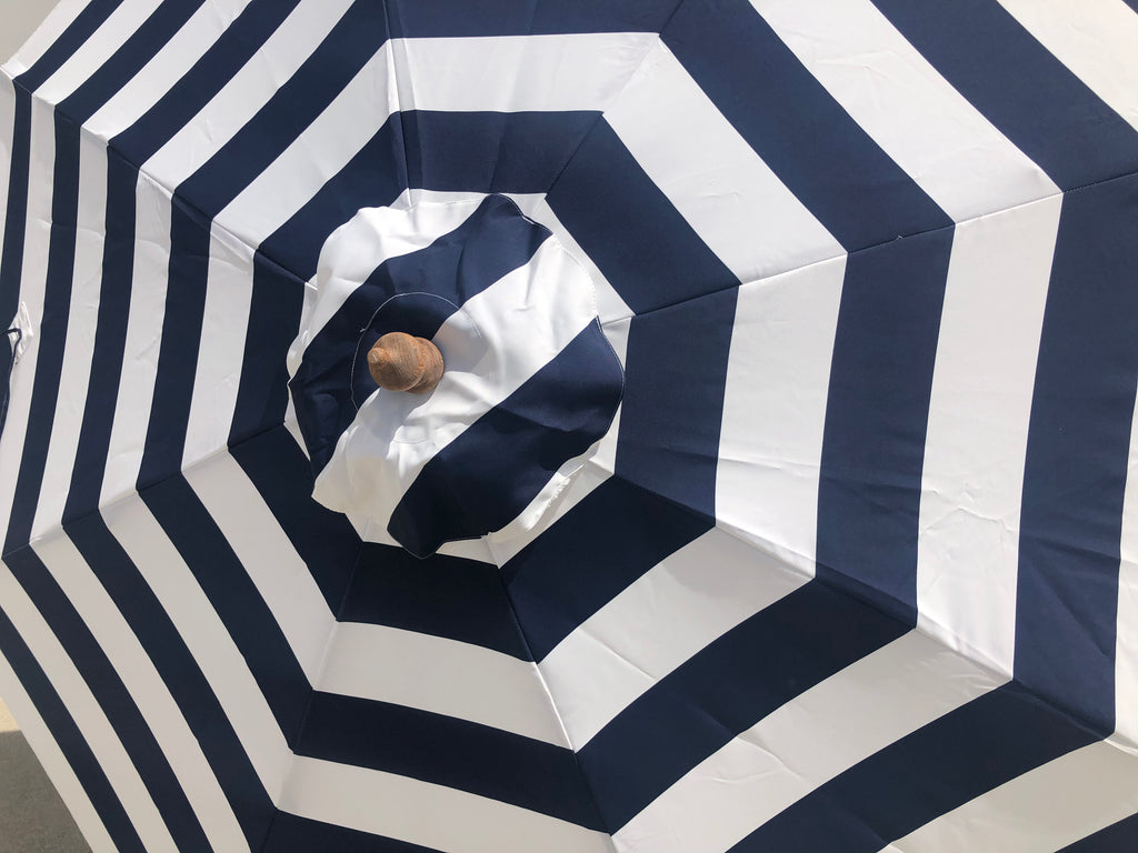 9ft Market Patio Umbrella 8 Rib Replacement Canopy Navy Blue Cabana Stripe