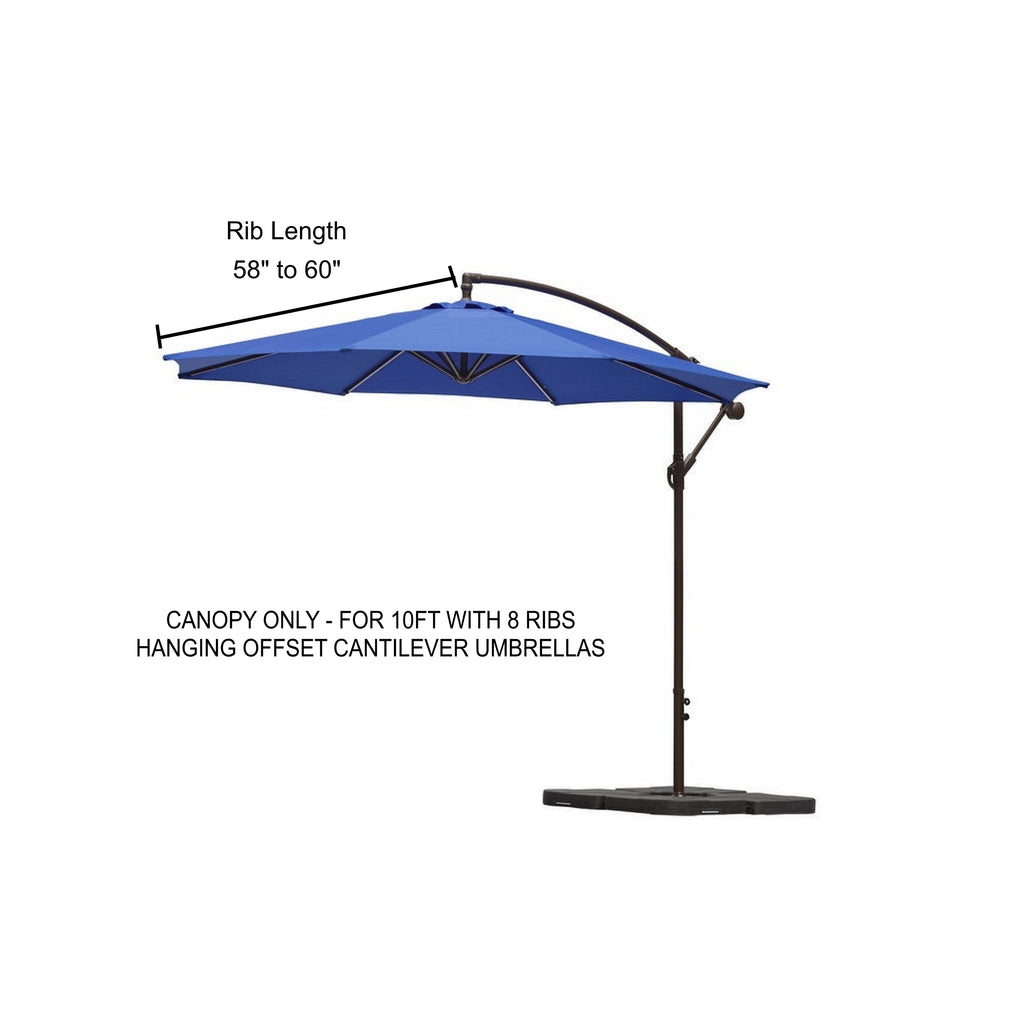 Replacement Umbrella Canopy for 10ft 8 rib hanging market Outdoor Patio Shades Ribs length 58" to 60" (Canopy Only)